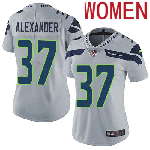 Women Seattle Seahawks #37 Shaun Alexander Nike Gray Vapor Limited NFL Jersey->women nfl jersey->Women Jersey